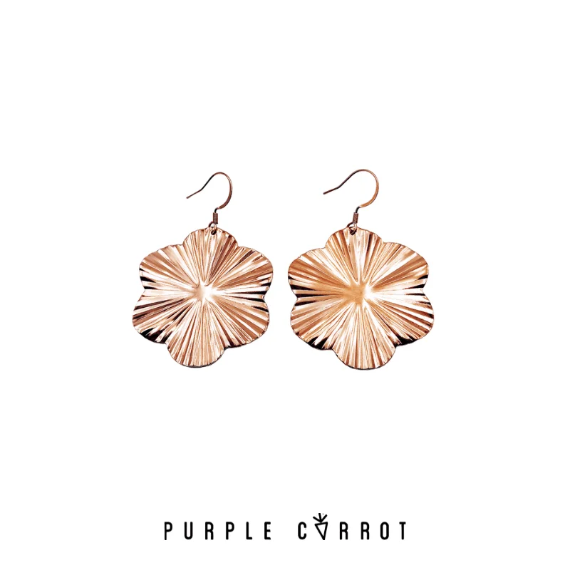 BLACK FRIDAY Striped Flower Earrings Rosegold