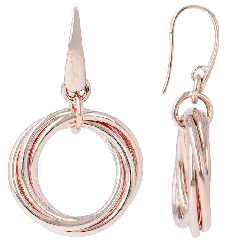 Bronzallure Purezza Rose Gold Plated Multicircle Drop Earrings