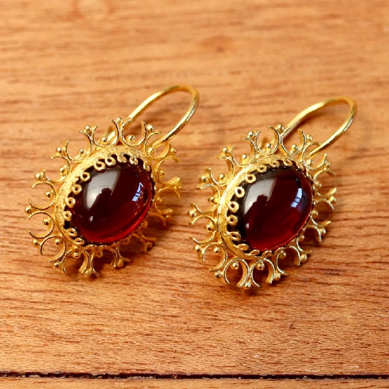 Garnet Snowflake Earrings