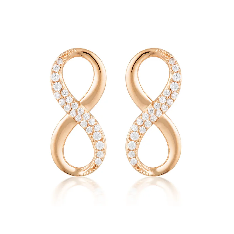 Georgini Rose Gold Plated Sterling Silver Zirconia Forever Infinity Earrings