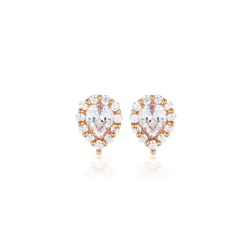 Georgini Rose Gold Plated Sterling Silver Zirconia Monaco Stud Earrings