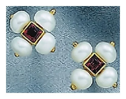 Lucie Manette Pearl and Garnet Earrings