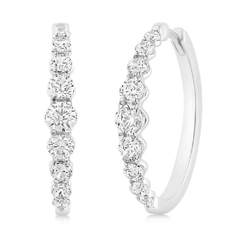 Luminesce Lab Grown 10ct White Gold Hoop Earrings in 1 Carat Diamond