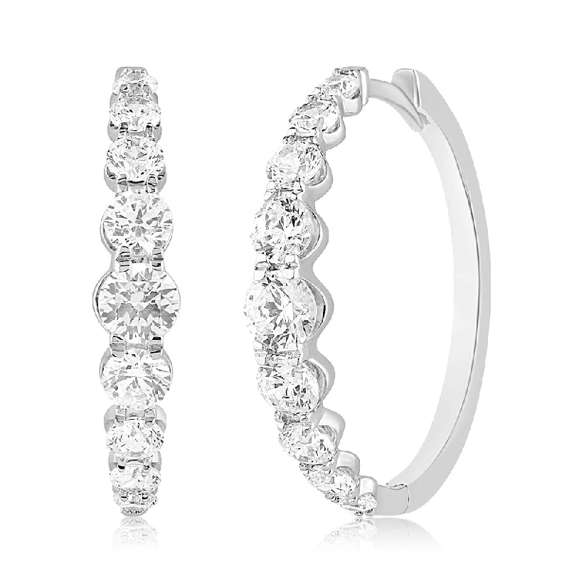 Luminesce Lab Grown 10ct White Gold Hoop Earrings in 2 Carat Diamond