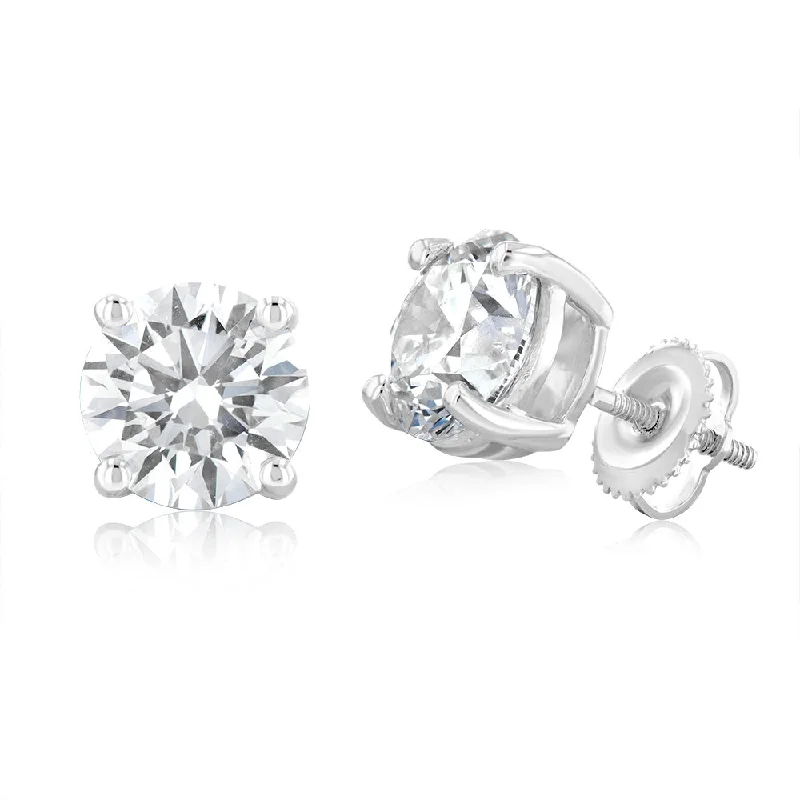 Luminesce Lab Grown 4 Carat Solitaire Diamond Stud Earrings in 14ct White Gold