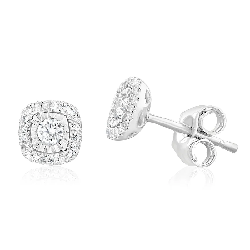 Luminesce Lab Grown 9ct White Gold 1/5 Carat Diamond Halo Stud Earrings