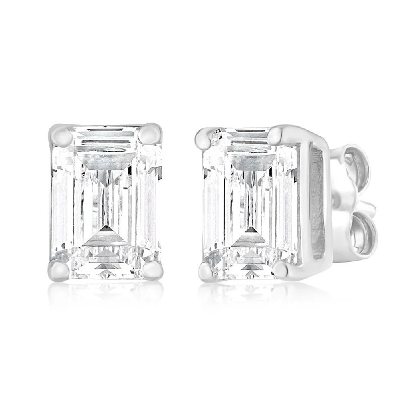 Luminesce Lab Grown Emerald Shaped 1 Carat Diamond Stud Earrings in 14ct White Gold