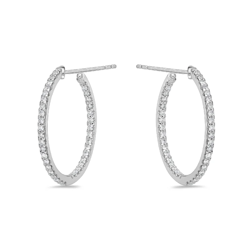 Memoire 18ct White Gold 3/4 Carat Diamond Odessa Hoop Earrings 24x24mm