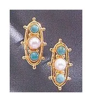 Soho Square Turquoise and Cultured Pearl Earrings