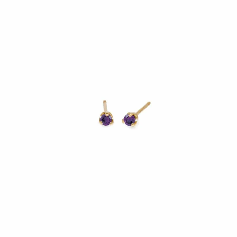 14K Yellow Gold Amethyst Stud Earrings