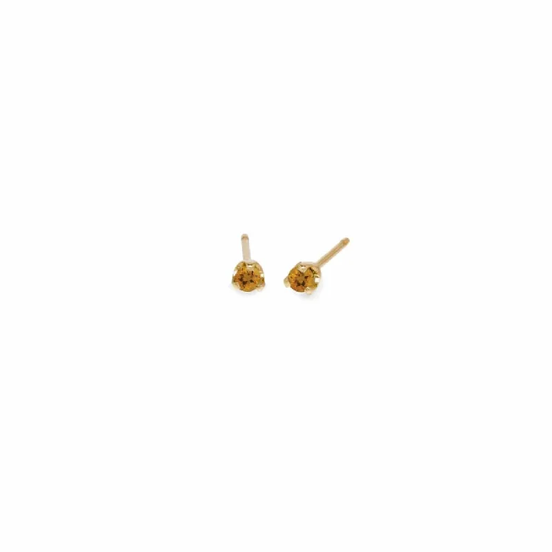 14K Yellow Gold Citrine Stud Earrings