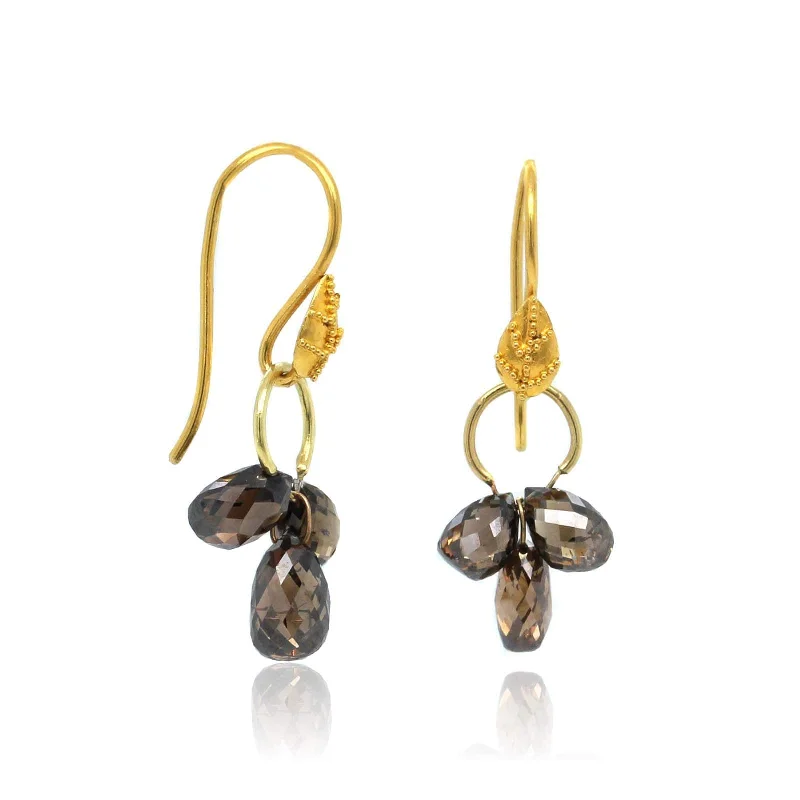 18K Yellow Gold Brown Diamond Earrings