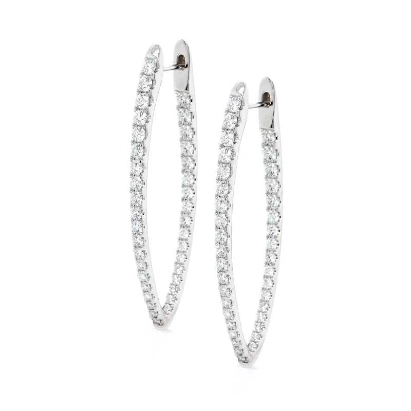 18K White Gold Diamond Imperial Hoops