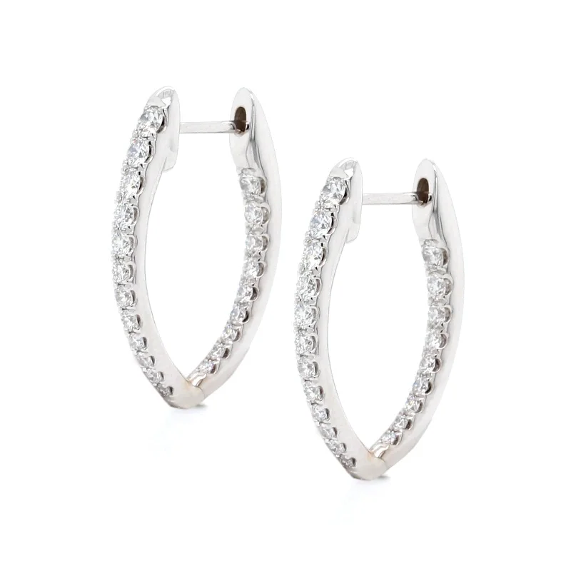 18K White Gold Diamond Imperial Hoops