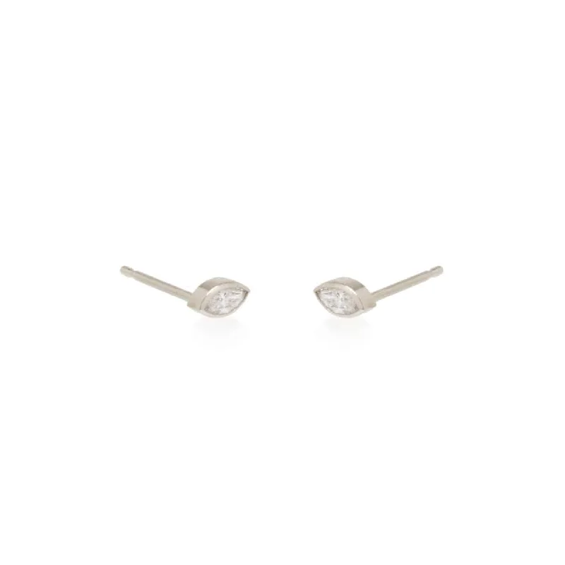 14K White Gold Marquise Diamond Stud Earrings