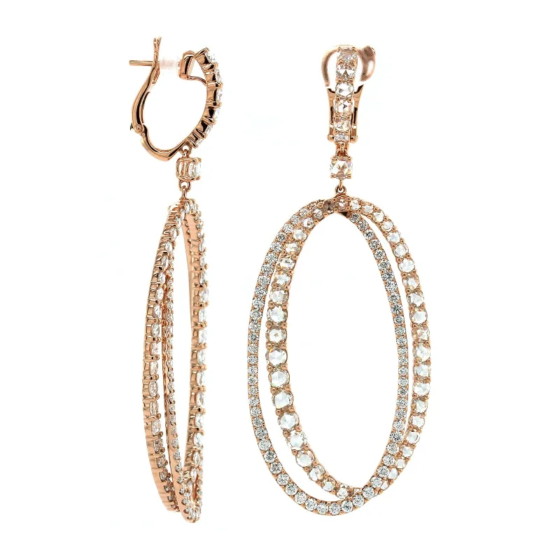 Etho Maria 18K Rose Gold Diamond Drop Hoop Earrings