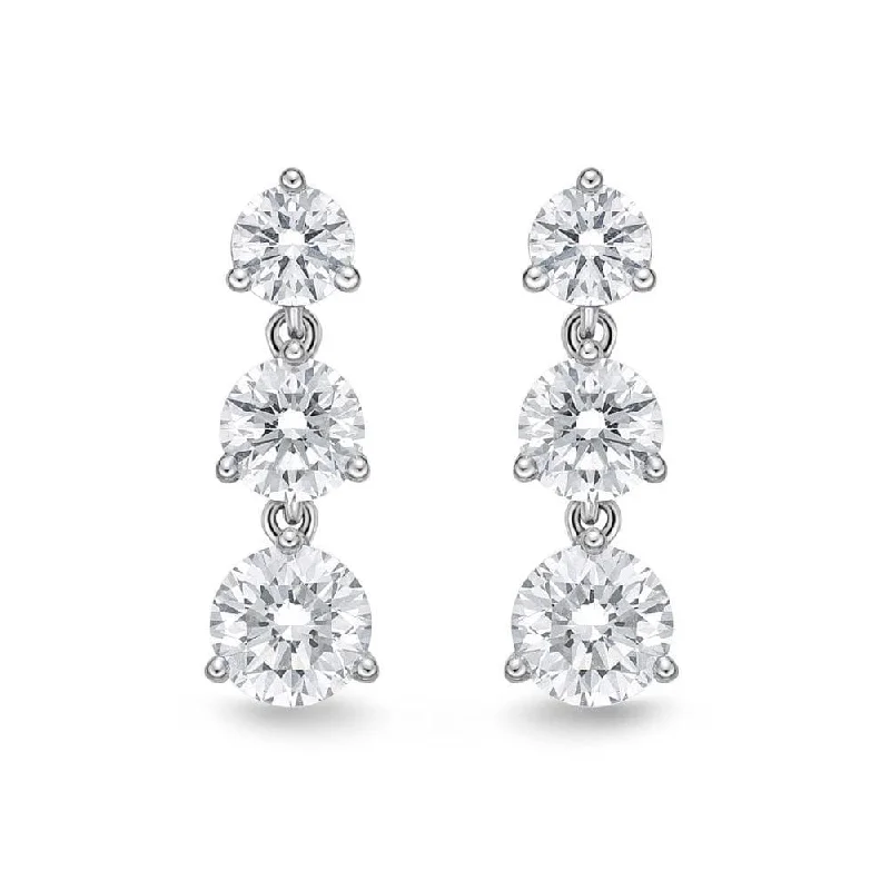 18K White Gold Diamond Line Juliet Drop Earrings