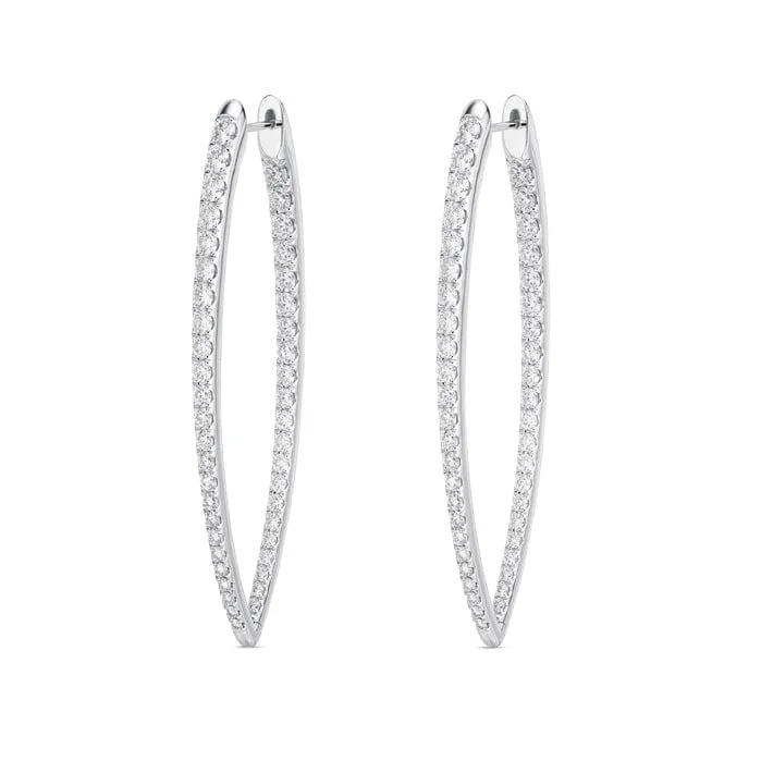 18K White Gold Diamond Hoop Earrings