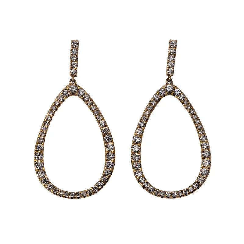 Diamond Pavé Open Pear Drop 14K Yellow Gold Earrings