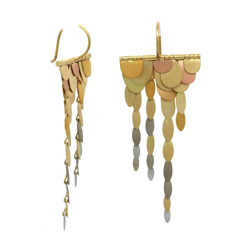 18K Tri-Color and Platinum Dangle Chandelier Earring