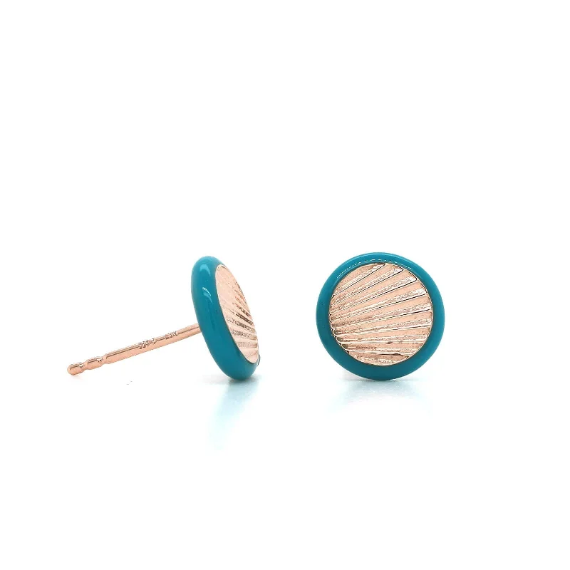 Personalized Leah Enamel Fluted Circle Stud Earrings