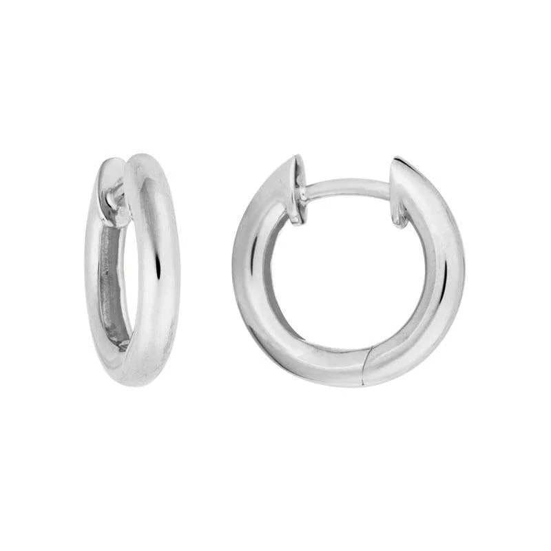 14K White Gold Huggie Hoop Earrings