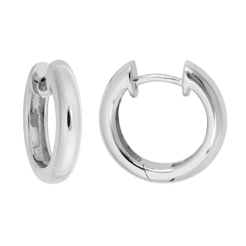 14K White Gold Huggie Hoop Earrings