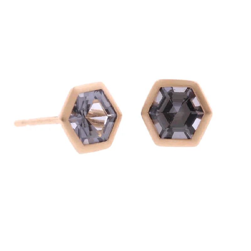 18K Rose Gold Grey Spinel Studs