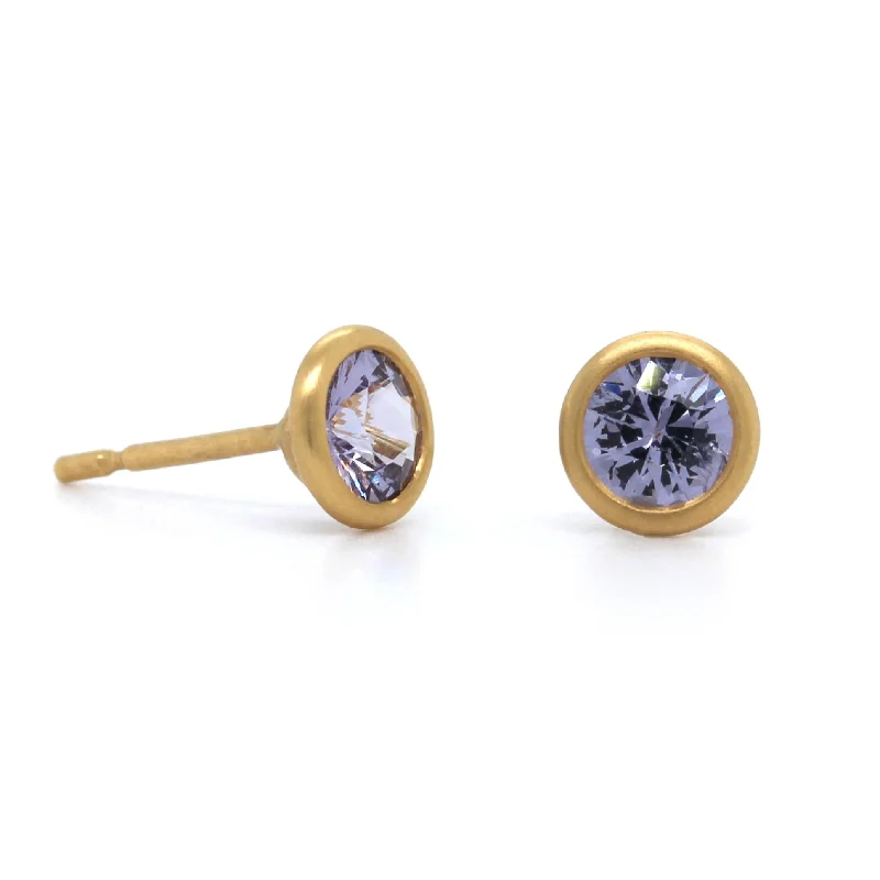 18K Yellow Gold Lavender Spinel Stud Earrings