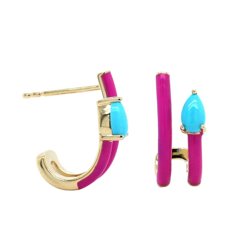 Personalized Jenna Enamel Huggie Earrings