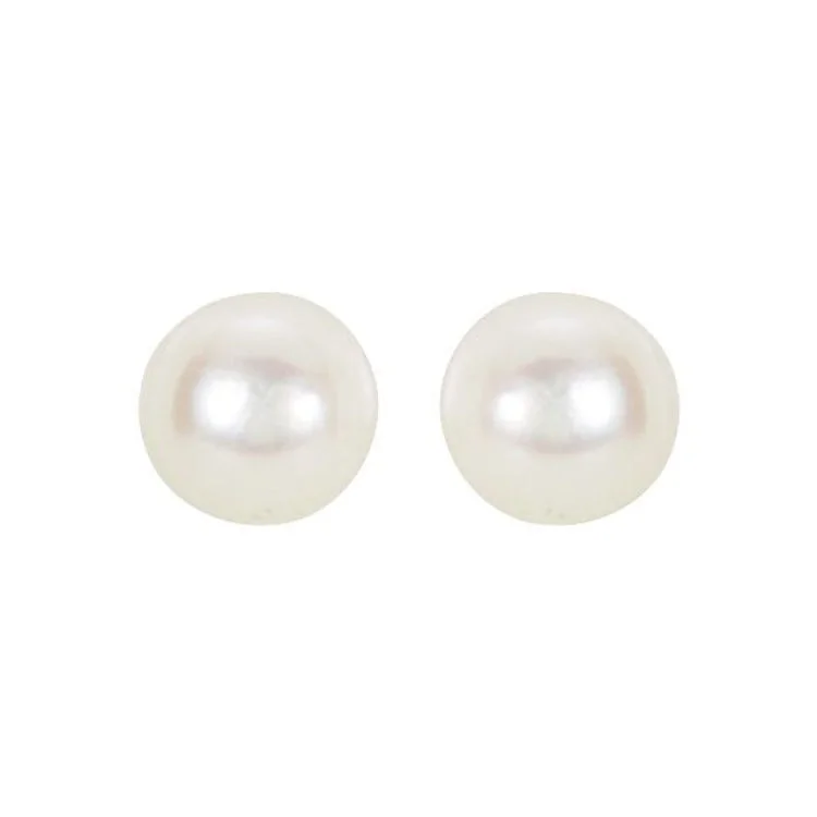 14K White 4 mm Cultured White Akoya Pearl Earrings