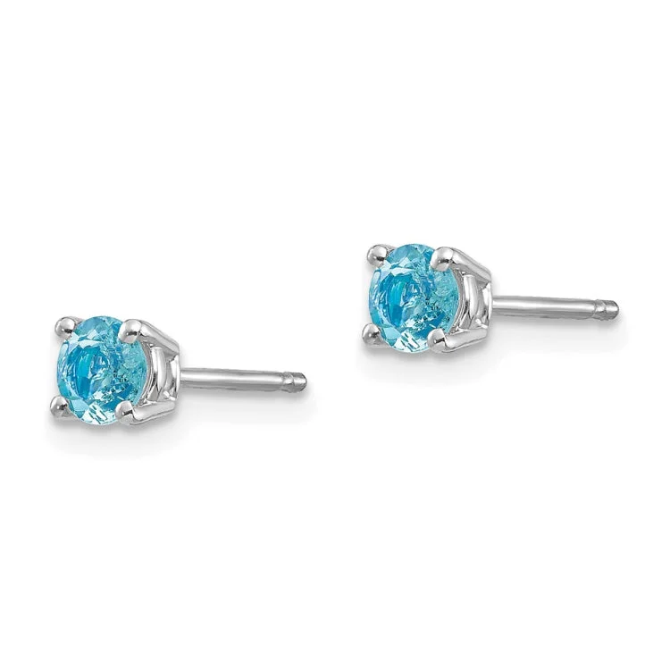 14k White Gold Aquamarine Post Earrings