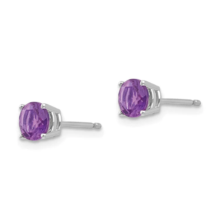 14k White Gold 5mm Amethyst Earrings