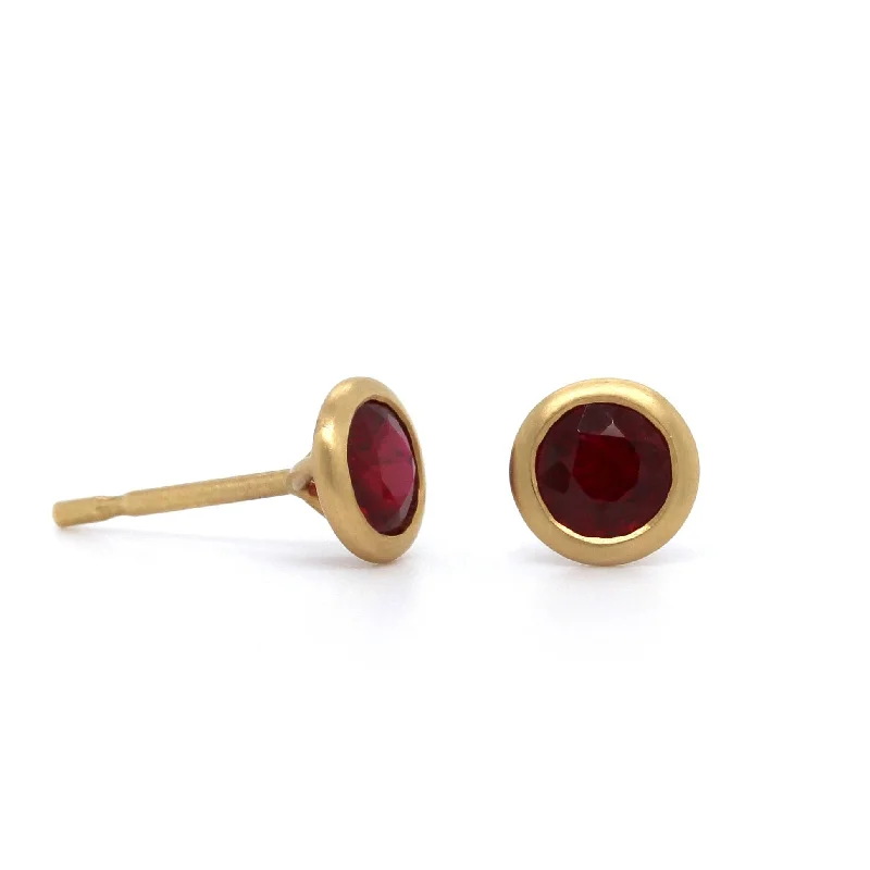 18K Yellow Gold Ruby Stud Earrings