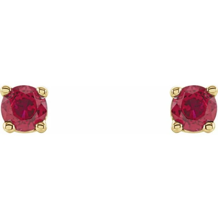 14K Yellow 2.5 mm Natural Ruby Stud Earrings with Friction Post