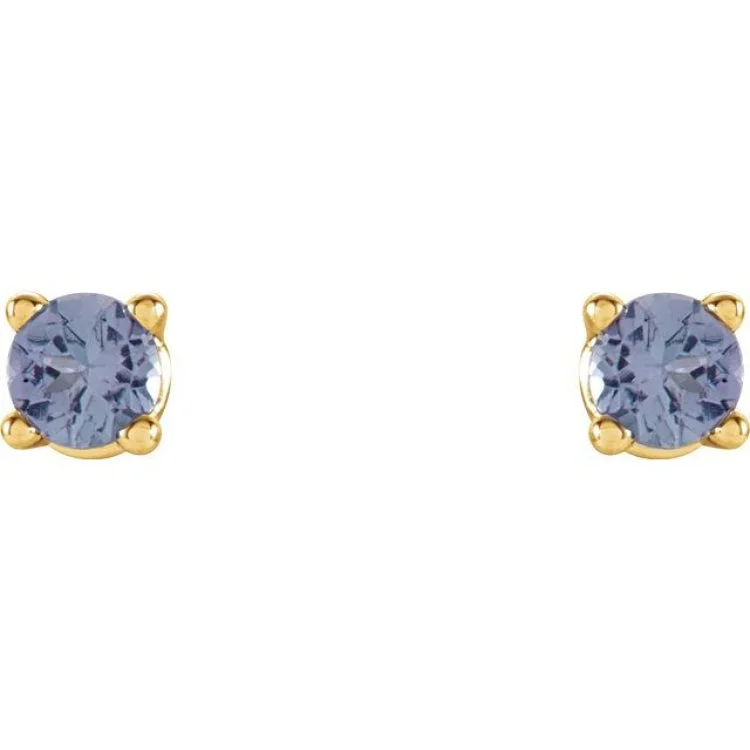 14K Yellow 2.5 mm Natural Tanzanite Stud Earrings with Friction Post