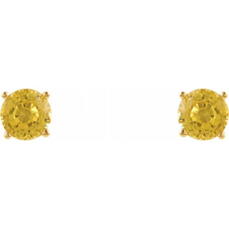 14K Yellow 5 mm Natural Yellow Sapphire Stud Earrings with Friction Post