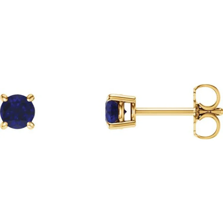 14K Yellow 5 mm Lab-Grown Blue Sapphire Stud Earrings with Friction Post