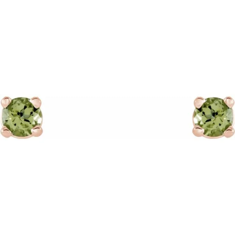 14K Rose 2.5 mm Natural Peridot Stud Earrings with Friction Post