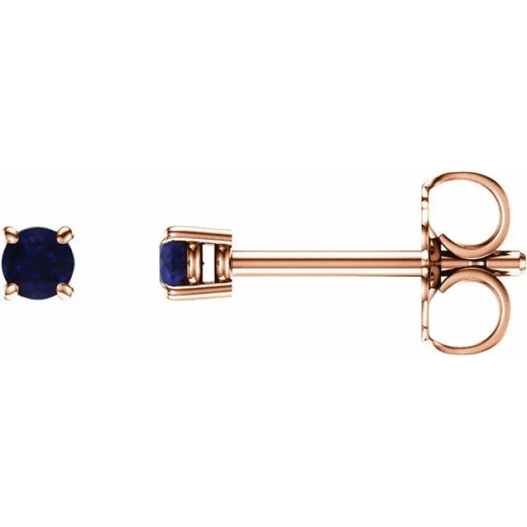 14K Rose 2.5 mm Lab-Grown Blue Sapphire Stud Earrings with Friction Post