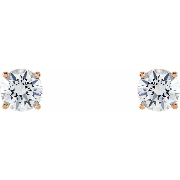 14K Rose 5 mm Natural White Sapphire Stud Earrings with Friction Post