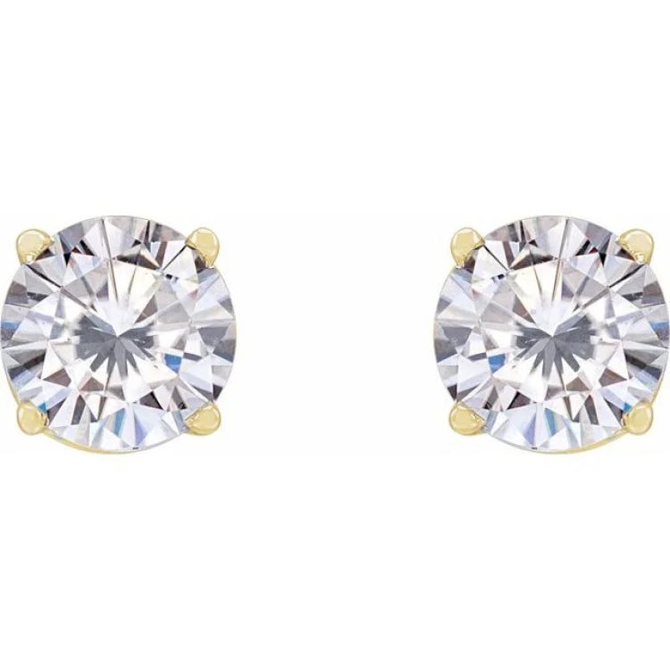 14K Yellow 5.5 mm Stuller Lab-Grown Moissanite Stud Earrings with Friction Post