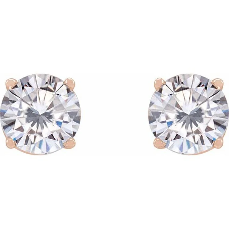 14K Rose 5.5 mm Stuller Lab-Grown Moissanite Stud Earrings with Friction Post