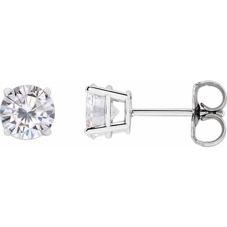 Sterling Silver 5.5 mm Stuller Lab-Grown Moissanite Stud Earrings with Friction Post