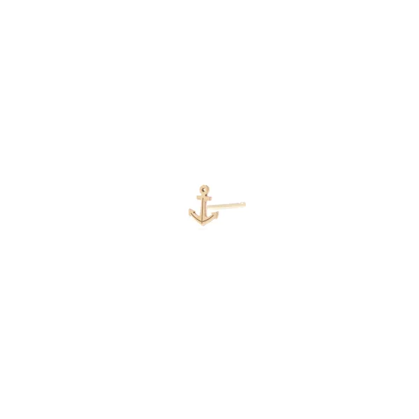 14K Yellow Gold Anchor Stud Earring