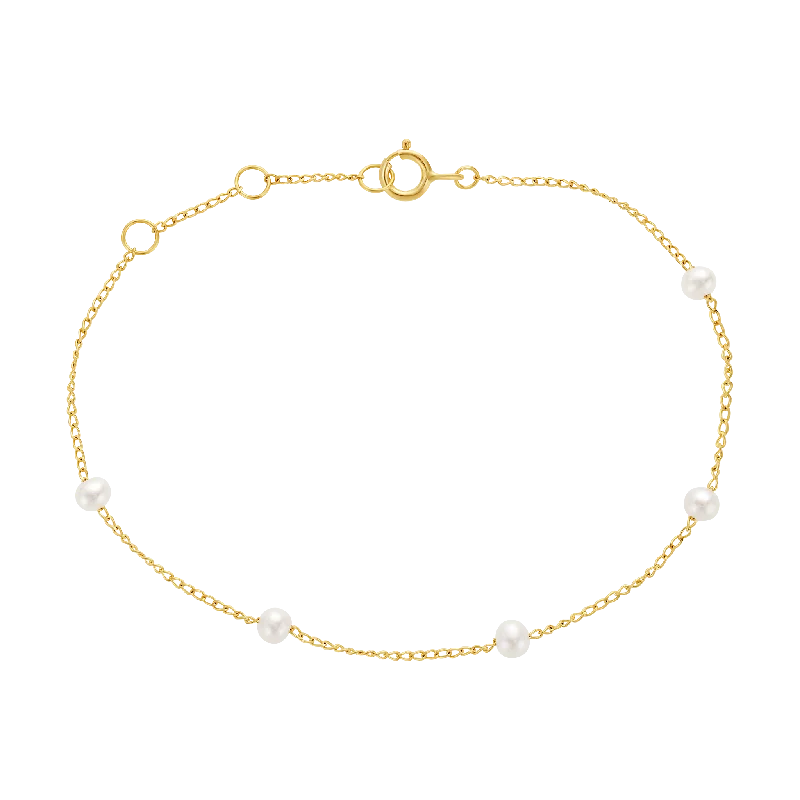 14kt Gold Minimalist Pearl Bracelet