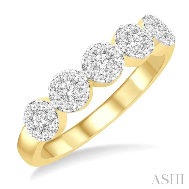 1/2 Ctw 5-Stone Lovebright Round Cut Diamond Ring in 14K Yellow & White Gold