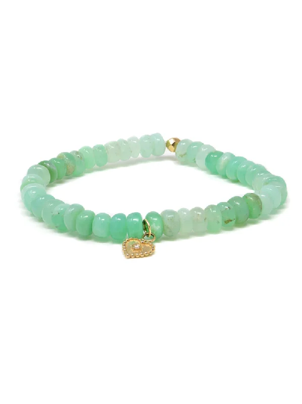 Bohème Dew Drop Heart Charm Chrysoprase Bracelet