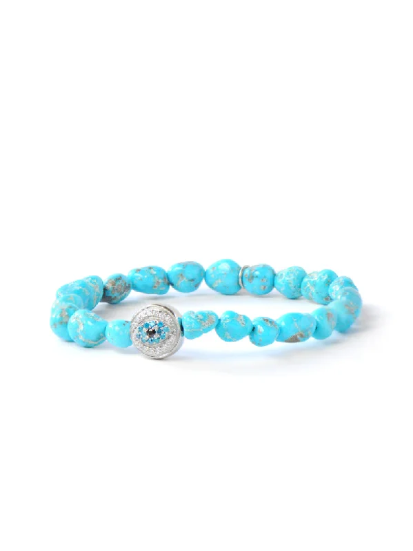 Bohème Evil Eye Sleeping Beauty Turquoise Nuggets Bracelet