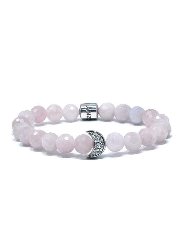 Bohème Faceted Rose Quartz Crescent Moon Bracelet